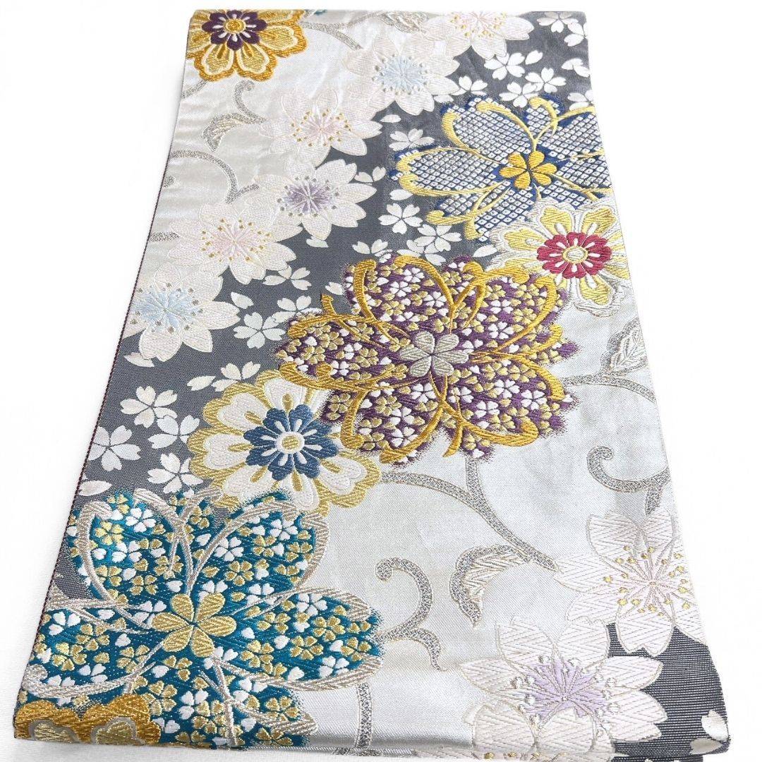 袋帯 振袖帯 唐織 桜花模様 花模様 鹿の子 金糸 着物 124b p ms - メルカリ