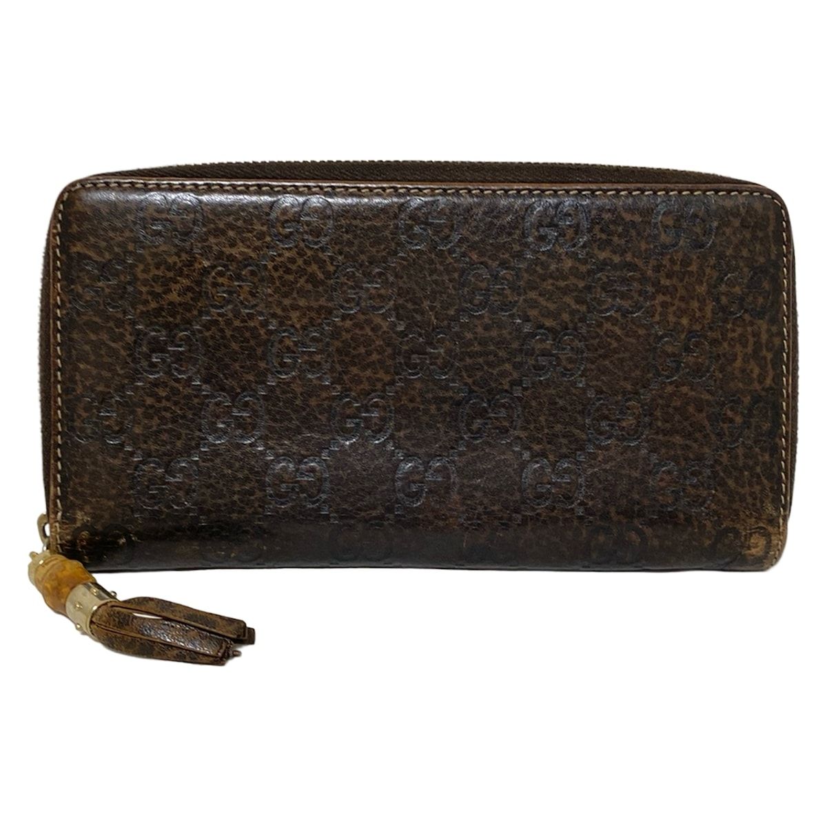 GUCCI(グッチ) 長財布 シマライン,バンブー 224253 ダークブラウン 