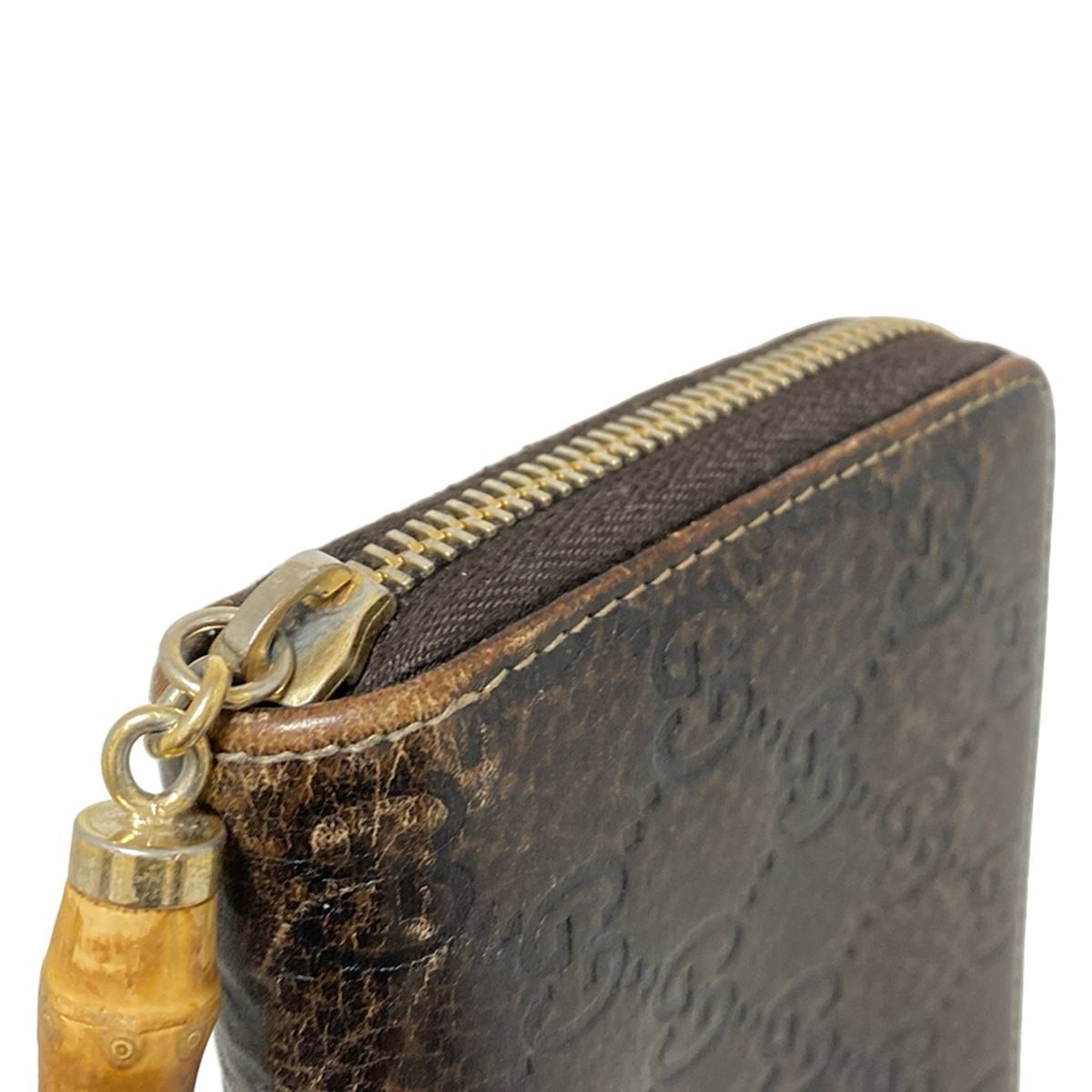 GUCCI(グッチ) 長財布 シマライン,バンブー 224253 ダークブラウン 
