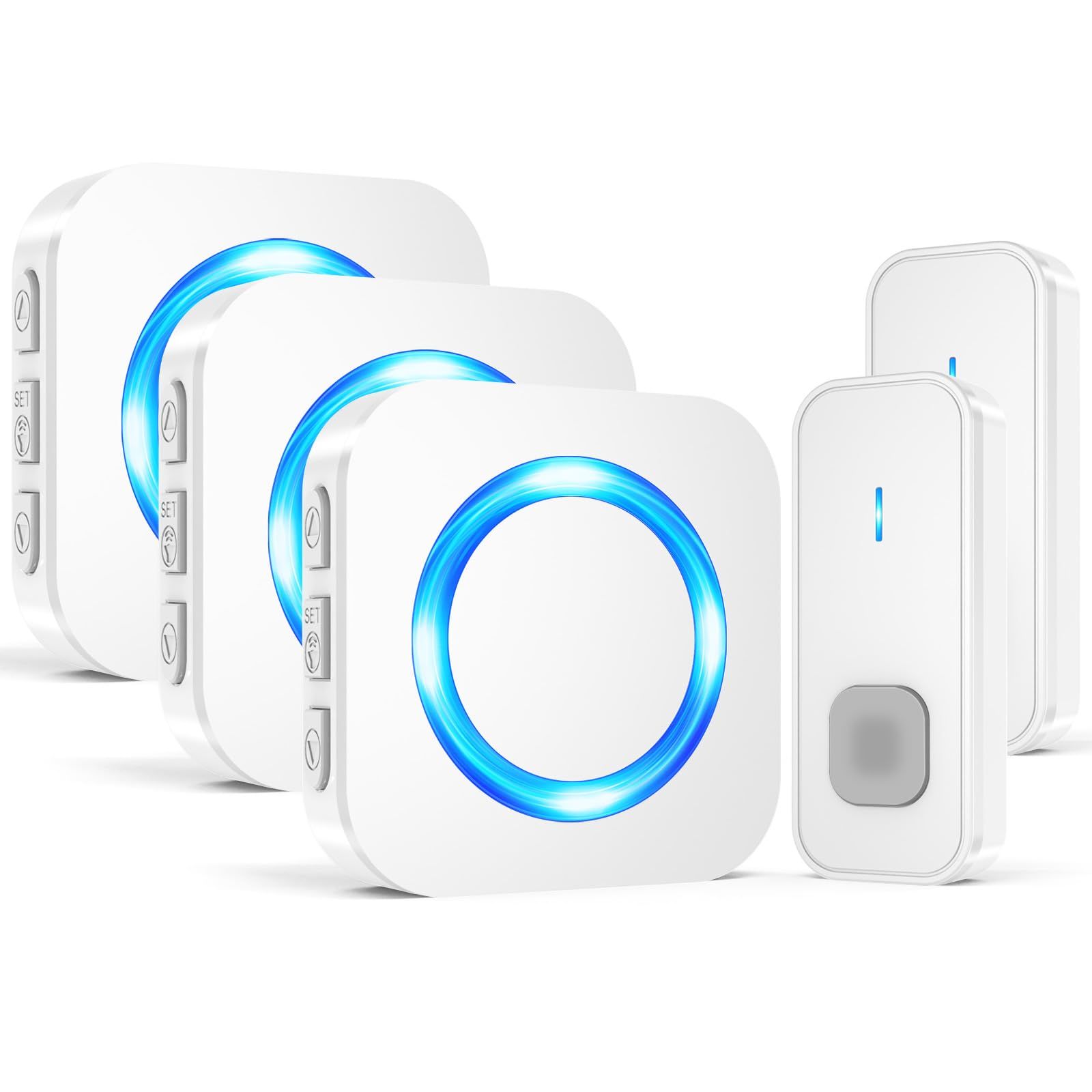 SURFOU ワイヤレスチャイム 玄関チャイム 呼び鈴 300 M無線範囲 ミュート 工事不要 送信機 電池式 受信機 コンセント式 IP 55防水 防塵 5段階音量調節