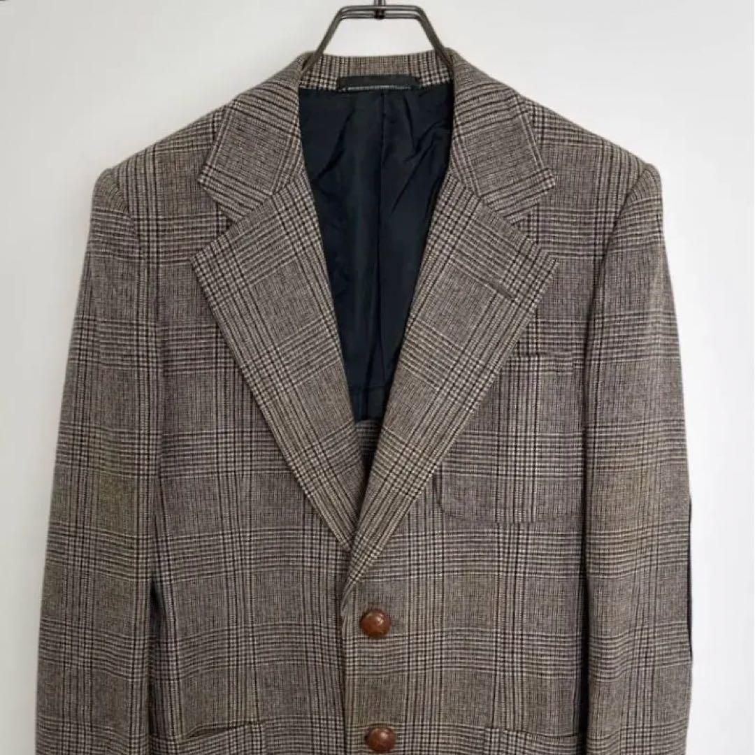 極美品✨CELINE グレンチェック エルボーパッチ テーラードジャケット 36 テーラードジャケット グレンチェック チェック 千鳥 千鳥格子