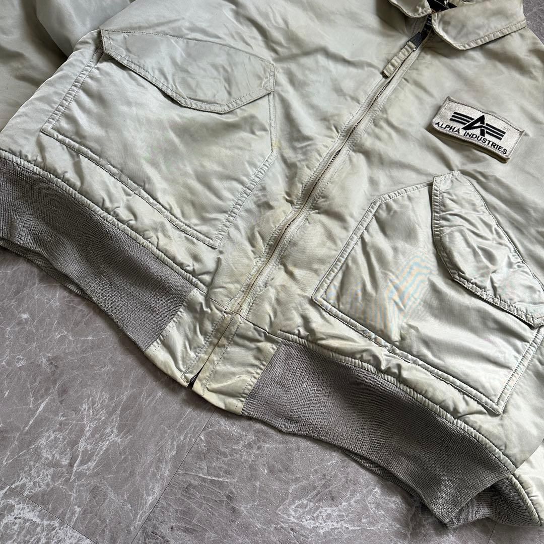 90s ALPHA INDUSTRIES（XL）USA＊シルバー＊MA-1＊フライトジャケット