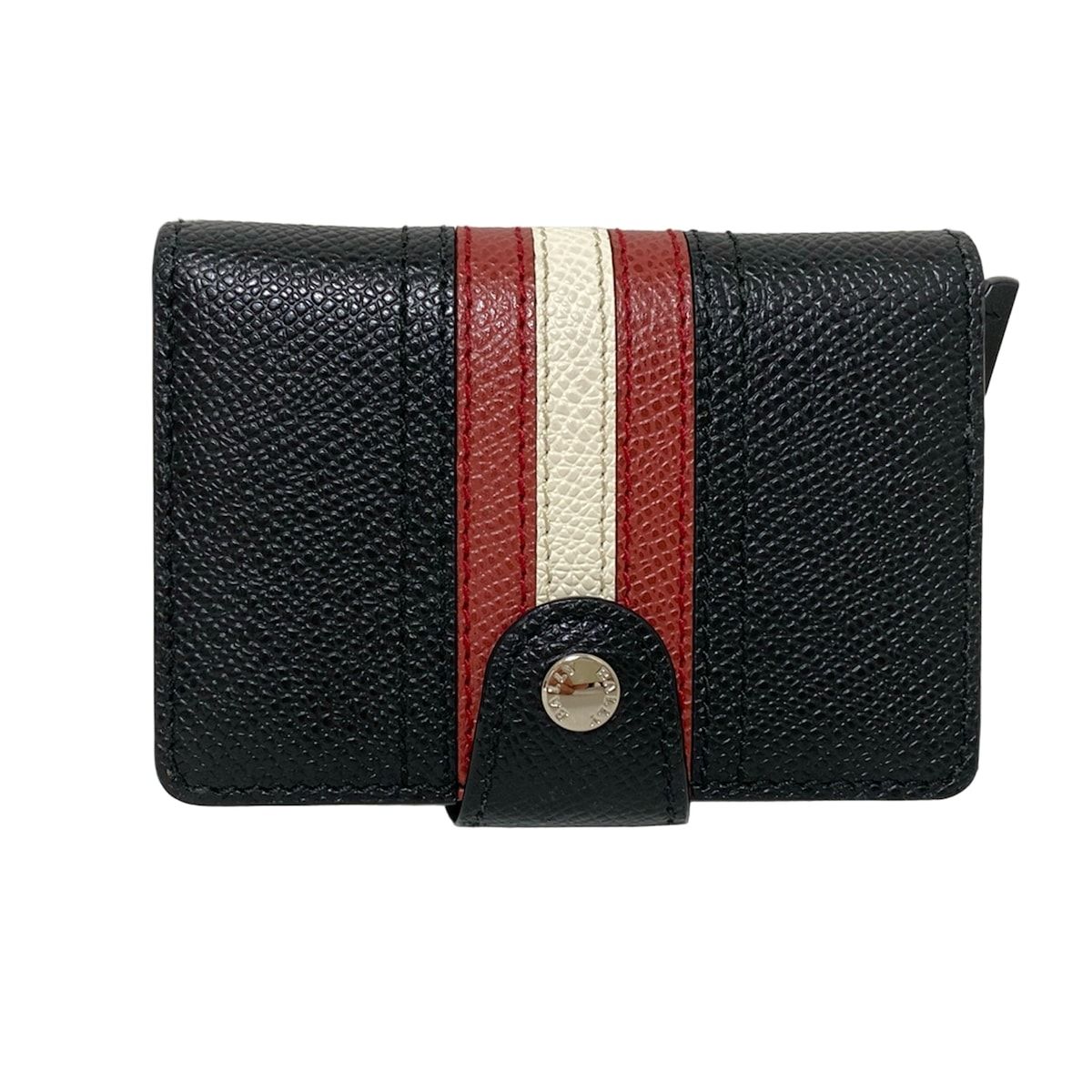 BALLY(バリー) 名刺入れ - 黒×ボルドー×白 レザー - メルカリ