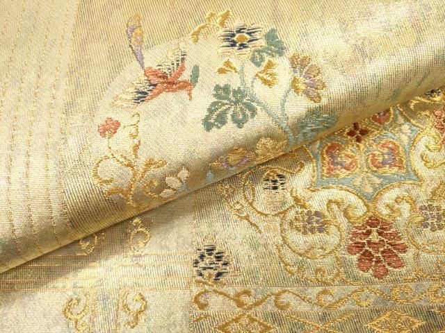 平和屋着物▽六通柄袋帯 正倉院宝相唐草文 金糸 引箔 正絹 逸品