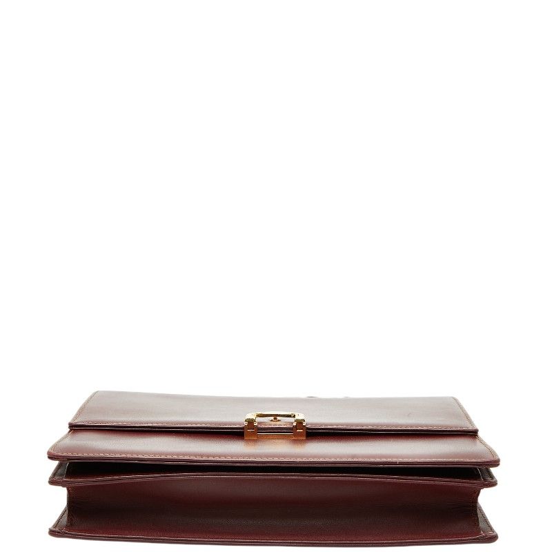 カルティエ 斜め掛け ショルダーバッグ ワインレッド ボルドー レザー