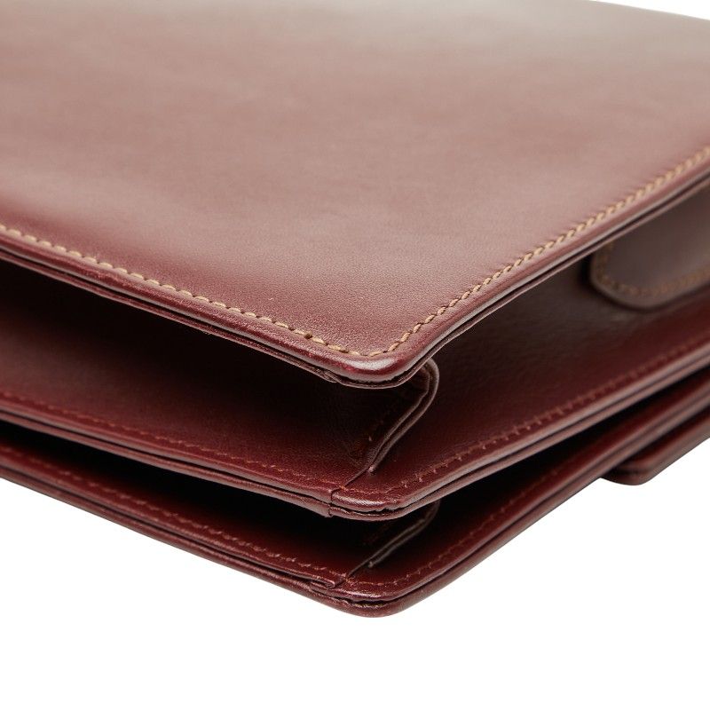 カルティエ 斜め掛け ショルダーバッグ ワインレッド ボルドー レザー