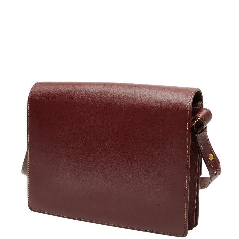 カルティエ 斜め掛け ショルダーバッグ ワインレッド ボルドー レザー