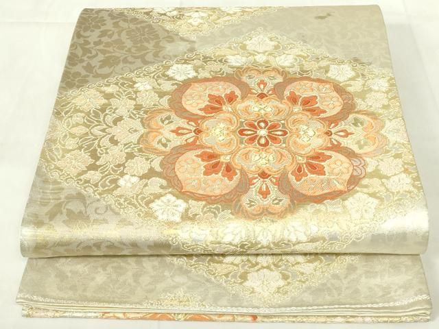 平和屋着物◎六通柄袋帯 正倉院花文 金銀糸 正絹 逸品 DAAZ9400qp