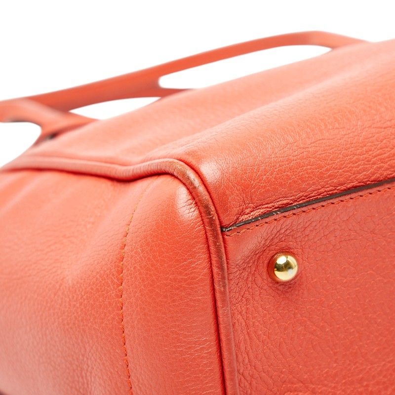 LOEWE レッド レザー ハンドバッグ ロエベ ロゴ トートバッグ ハンドバッグ レッド レザー レディース