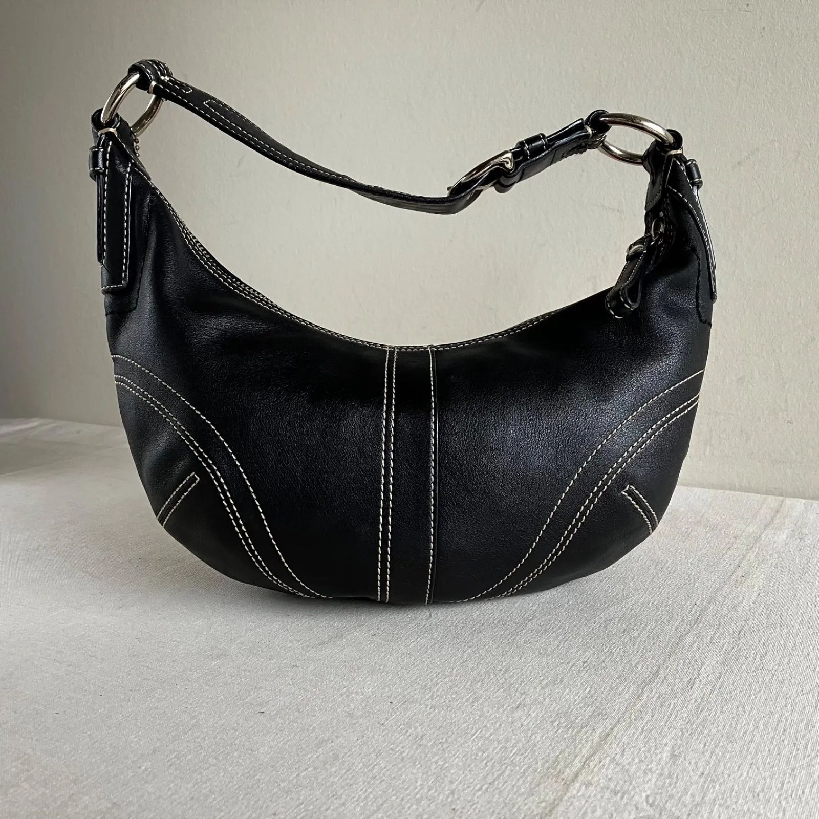 美品✨Vintage Coach Soho Hobo Shoulder bag Vintage Coach Soho Mini Hobo Shoulder Bag Black Leather Y2K Error