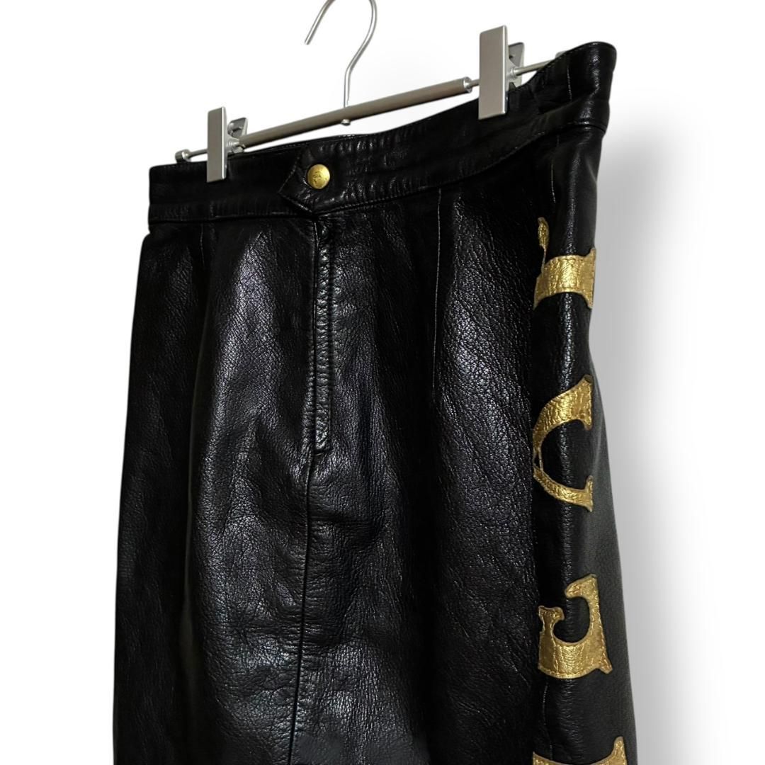 MOSCHINO モスキーノ 本革 レザースカート 黒 ブラック イタリア【M】 MOSCHINO モスキーノ 本革 レザースカート 黒 ブラック イタリア製