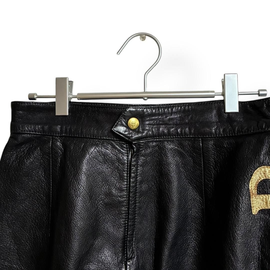 MOSCHINO モスキーノ 本革 レザースカート 黒 ブラック イタリア製