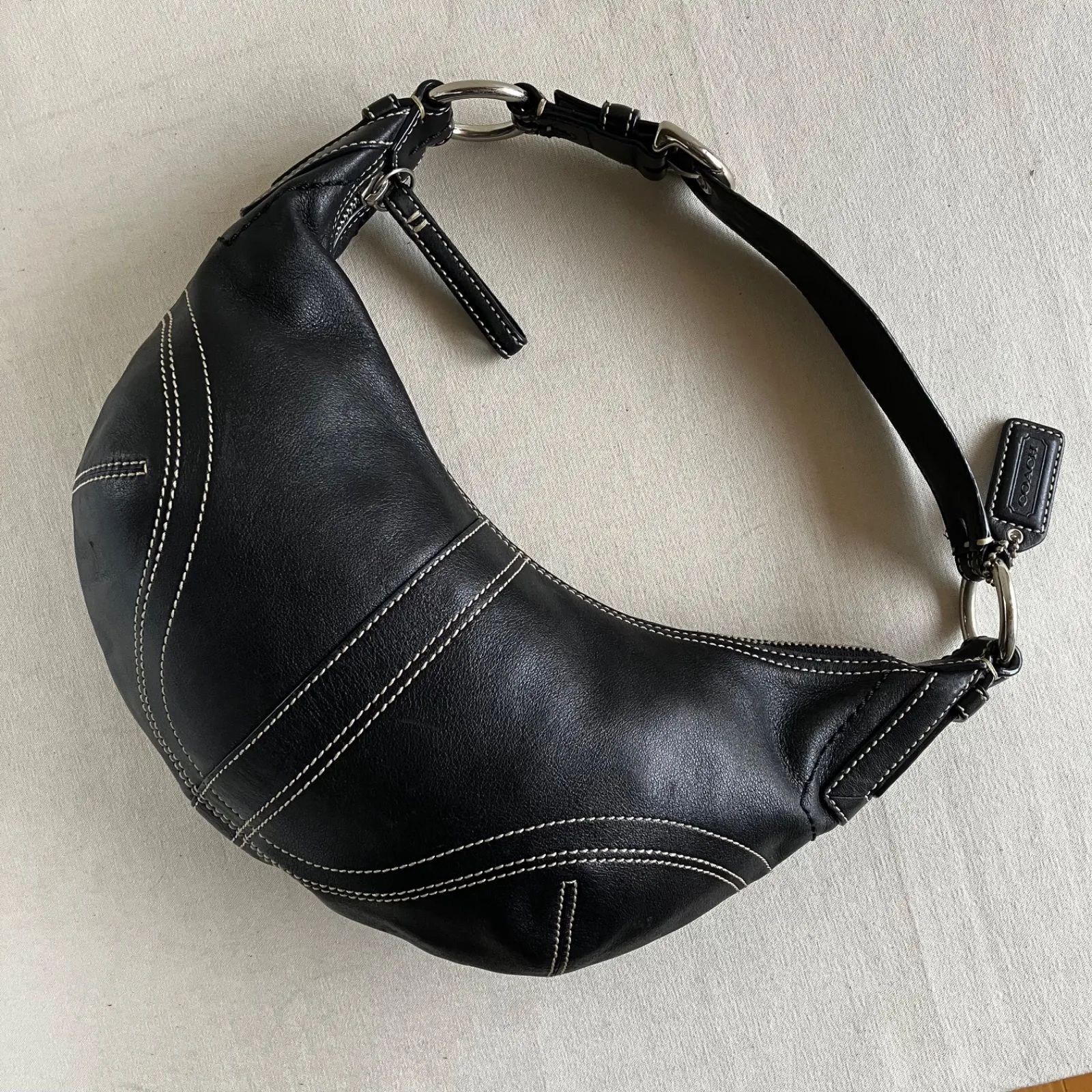 Vintage Coach Soho Mini Hobo Shoulder Bag Black Leather Y2K Error