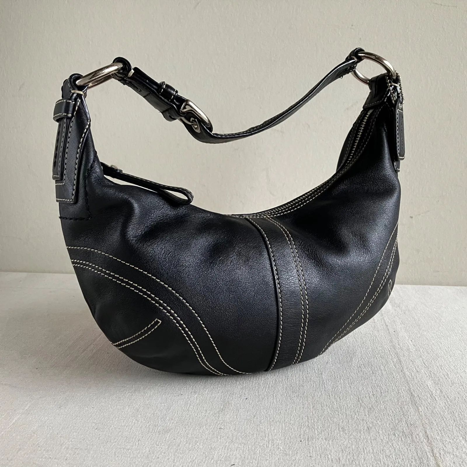 Vintage Coach Soho Mini Hobo Shoulder Bag Black Leather Y2K Error