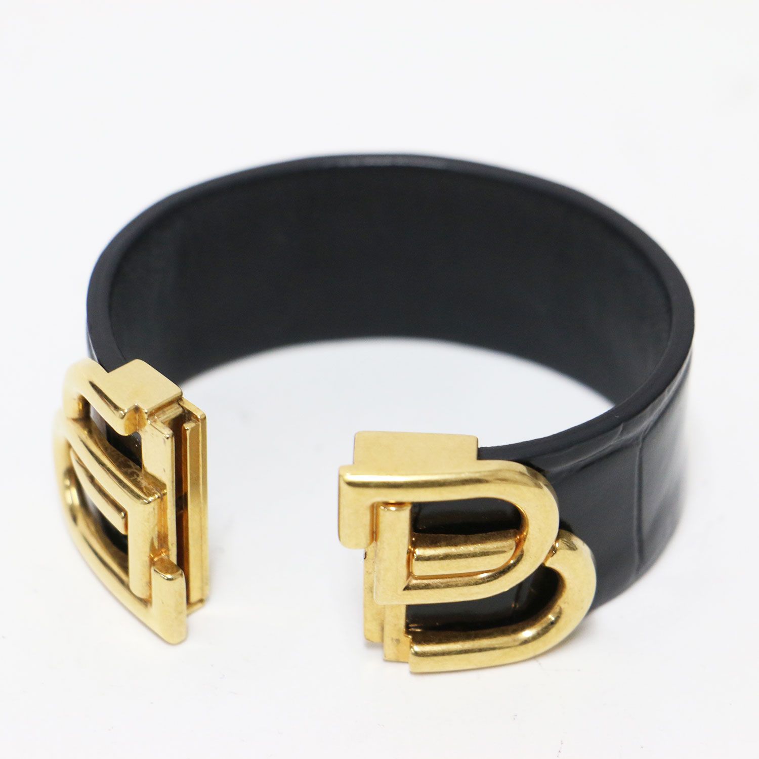 美品】BALENCIAGA バレンシアガ ブレスレット | BB 型押しレザー