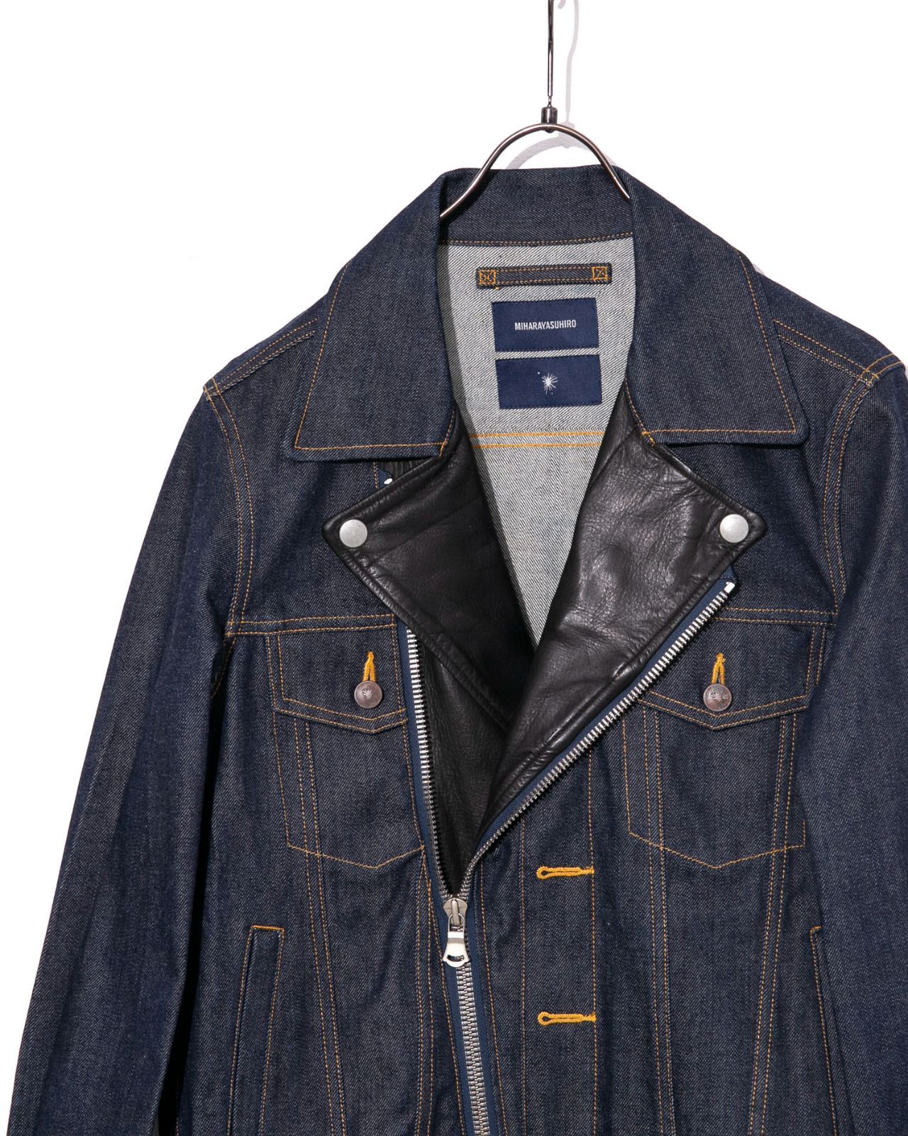 MIHARA YASUHIRO ミハラヤスヒロ デニム×レザー ライダースジャケット