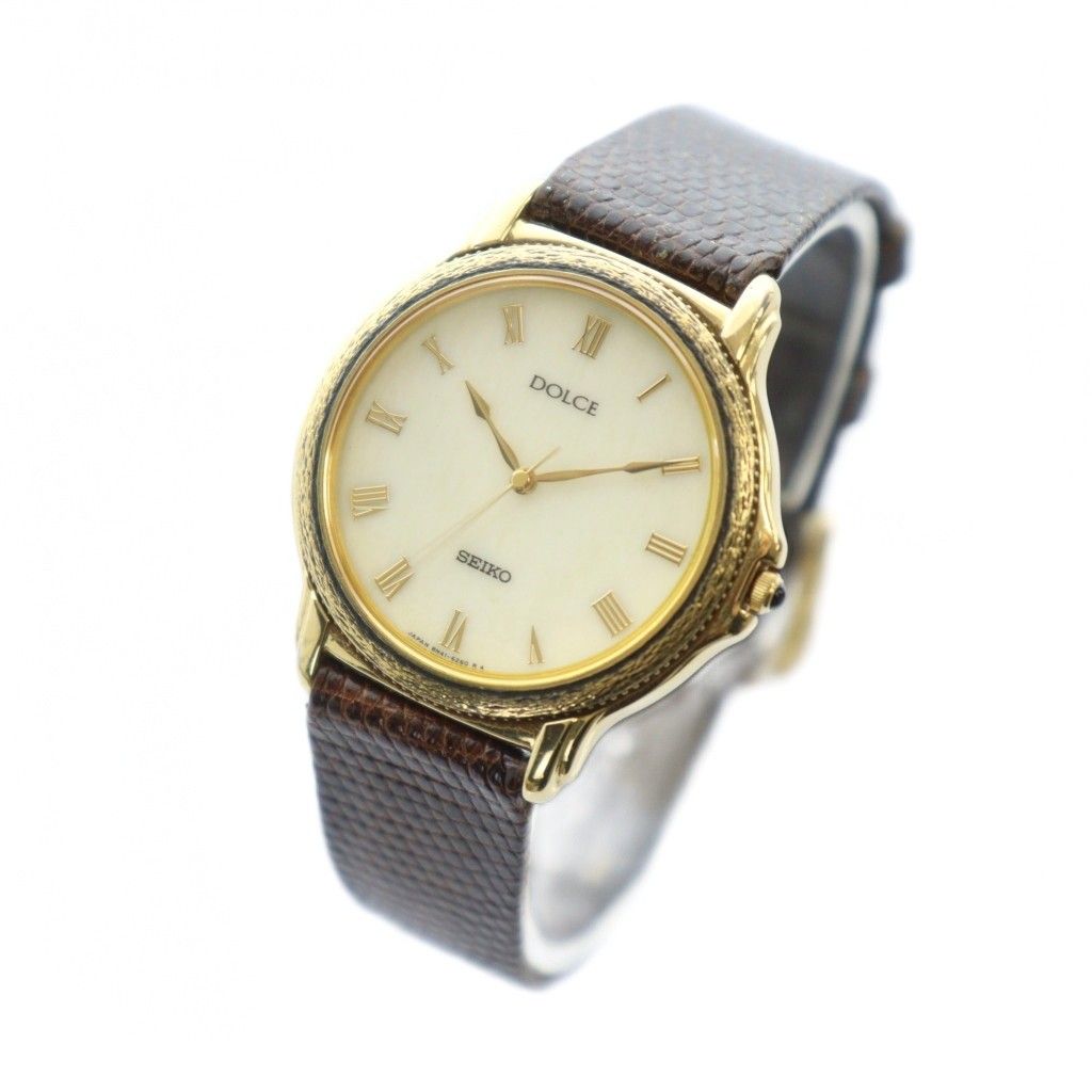 セイコー SEIKO 8N41-6180 ドルチェ 腕時計 ウォッチ クォーツ ローマン ラウンド レザーベルト ゴールド色 GY18 /MQ
