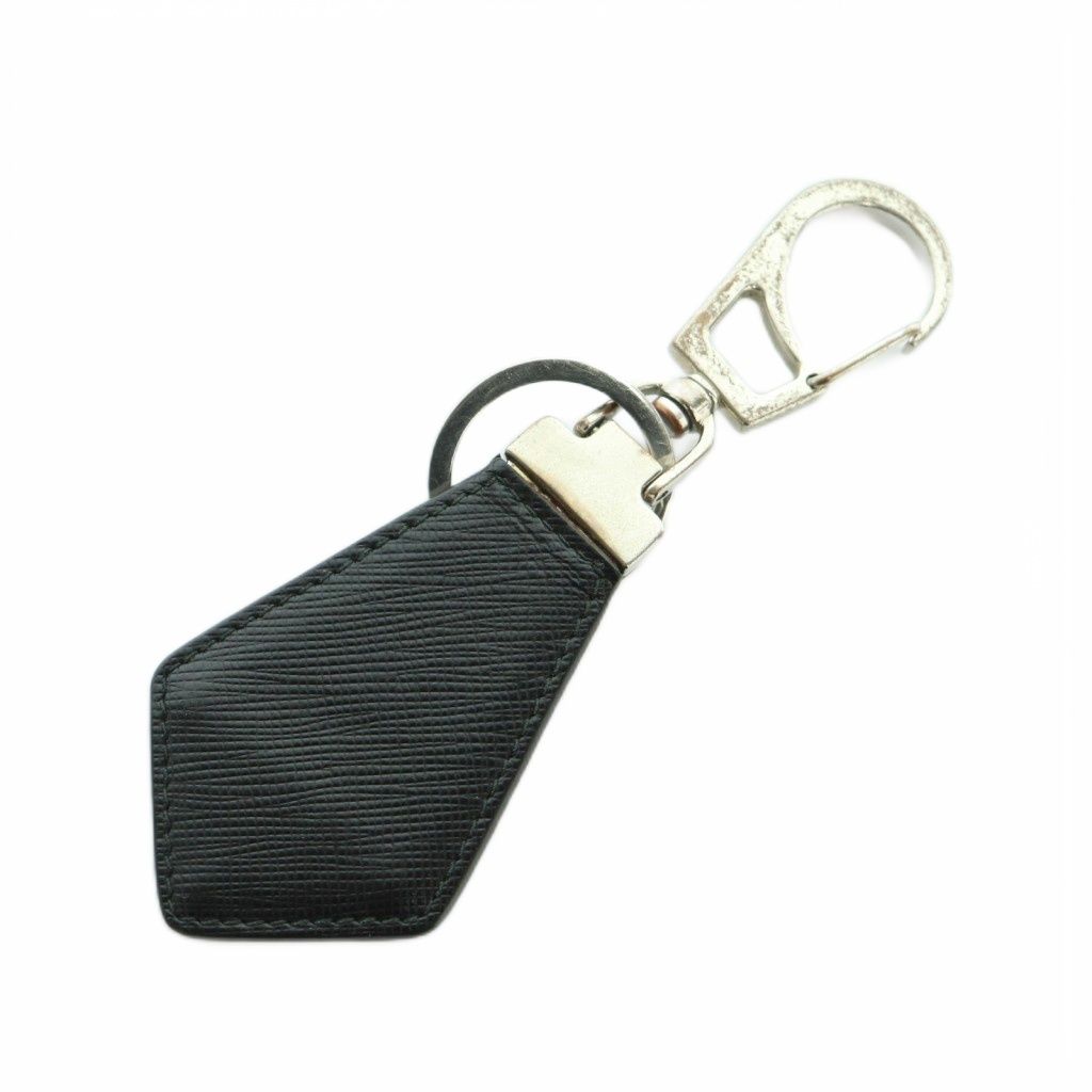 プラダ PRADA キーホルダー キーリング サフィアーノレザー 黒