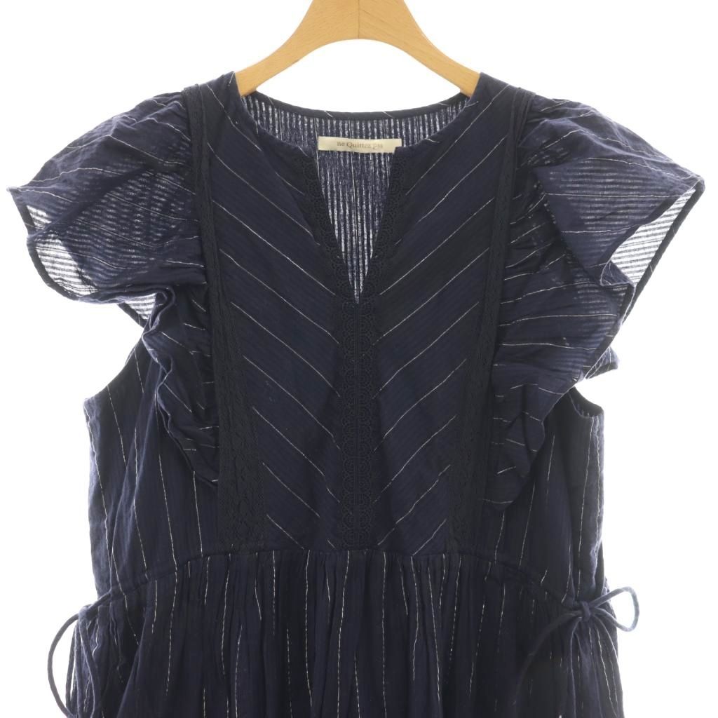 ヌキテパ NE QUITTEZ PAS! Cotton Lurex Stripe Frill Sleeve Dress