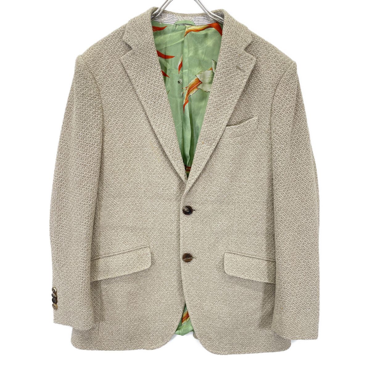 ETRO エトロ ﾍﾞｰｼﾞｭ 201-1187Q-1316 ｺｯﾄﾝ ﾌﾗﾜｰ裏地 ﾃｰﾗｰﾄﾞｼﾞｬｹｯﾄ 50