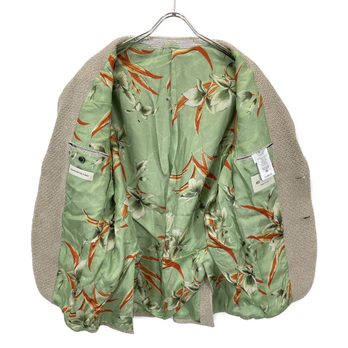 ETRO エトロ ﾍﾞｰｼﾞｭ 201-1187Q-1316 ｺｯﾄﾝ ﾌﾗﾜｰ裏地 ﾃｰﾗｰﾄﾞｼﾞｬｹｯﾄ 50