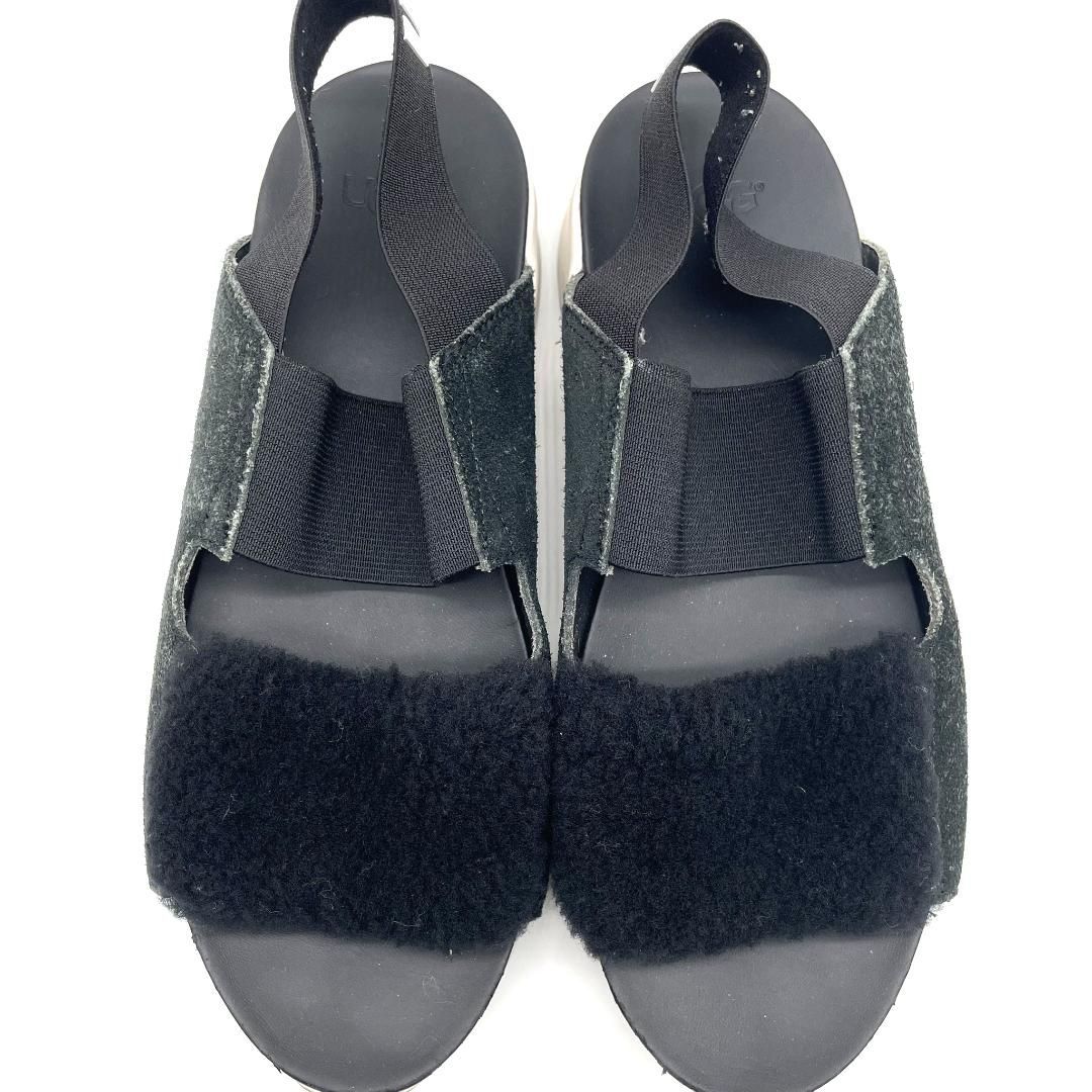 UGG アグ サンダル ブラック 厚底 ストラップ ファー ボア スポーツ