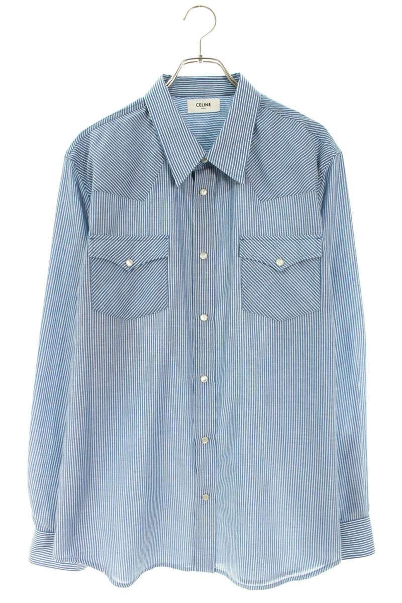 セリーヌ サイズ:43  2C892777V ストライプ長袖シャツ 中古 OM10 セリーヌ 2C892777V ストライプ長袖シャツ メンズ 43 ※12/28～1/6 発送