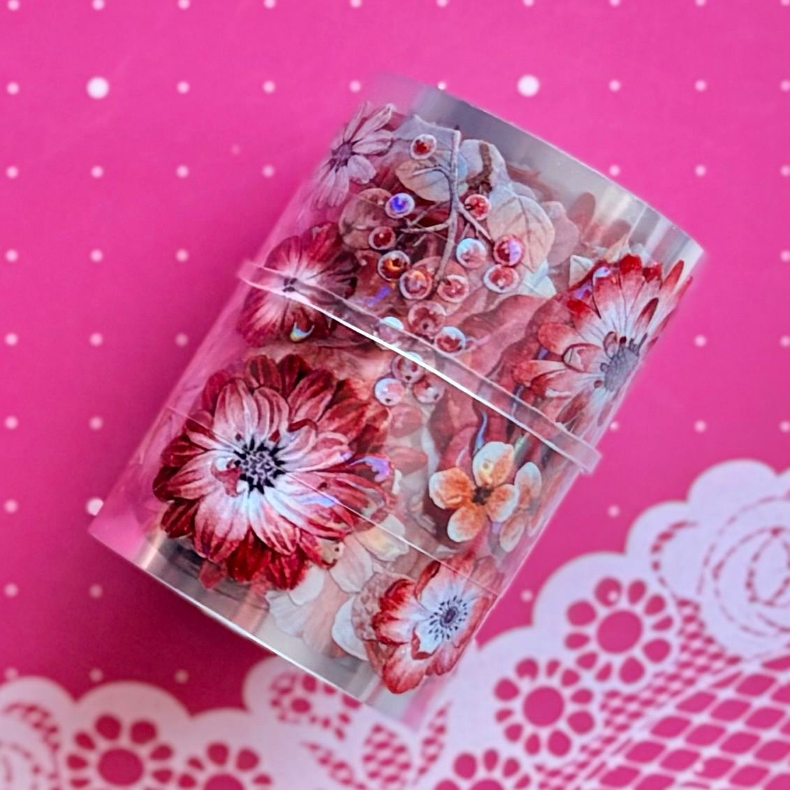 贝壳光 伴丝绒 6cm×5m 100cm/loop 海外マスキングテープ 海外マステ 花