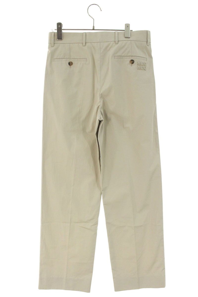 ミュウミュウ MP1814 バックロゴ刺繍チノロングパンツ レディース 36