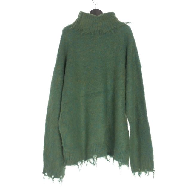 【中古】未使用品 カミヤ KAMIYA フリンジ モヘアニット セーター 長袖 L グリーン/イエロー G13PO056 メンズ カミヤ KAMIYA フリンジ モヘアニット セーター 長袖 L グリーン