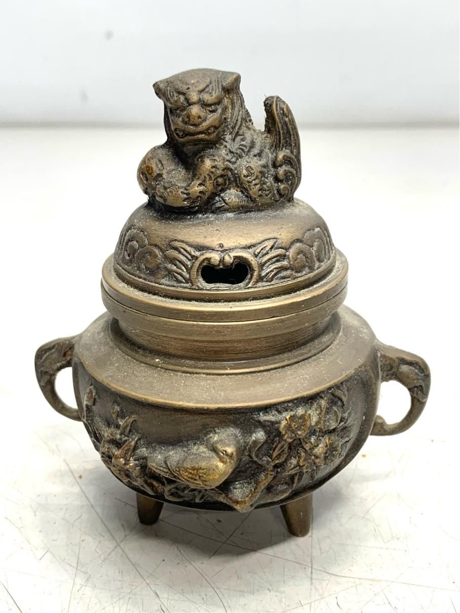 貴重 アンティーク香炉 獅子 真鍮 唐銅 茶道 ヴィンテージ レトロ 骨董