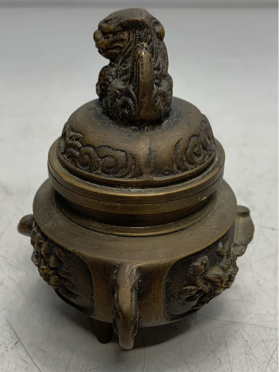 貴重 アンティーク香炉 獅子 真鍮 唐銅 茶道 ヴィンテージ レトロ 骨董