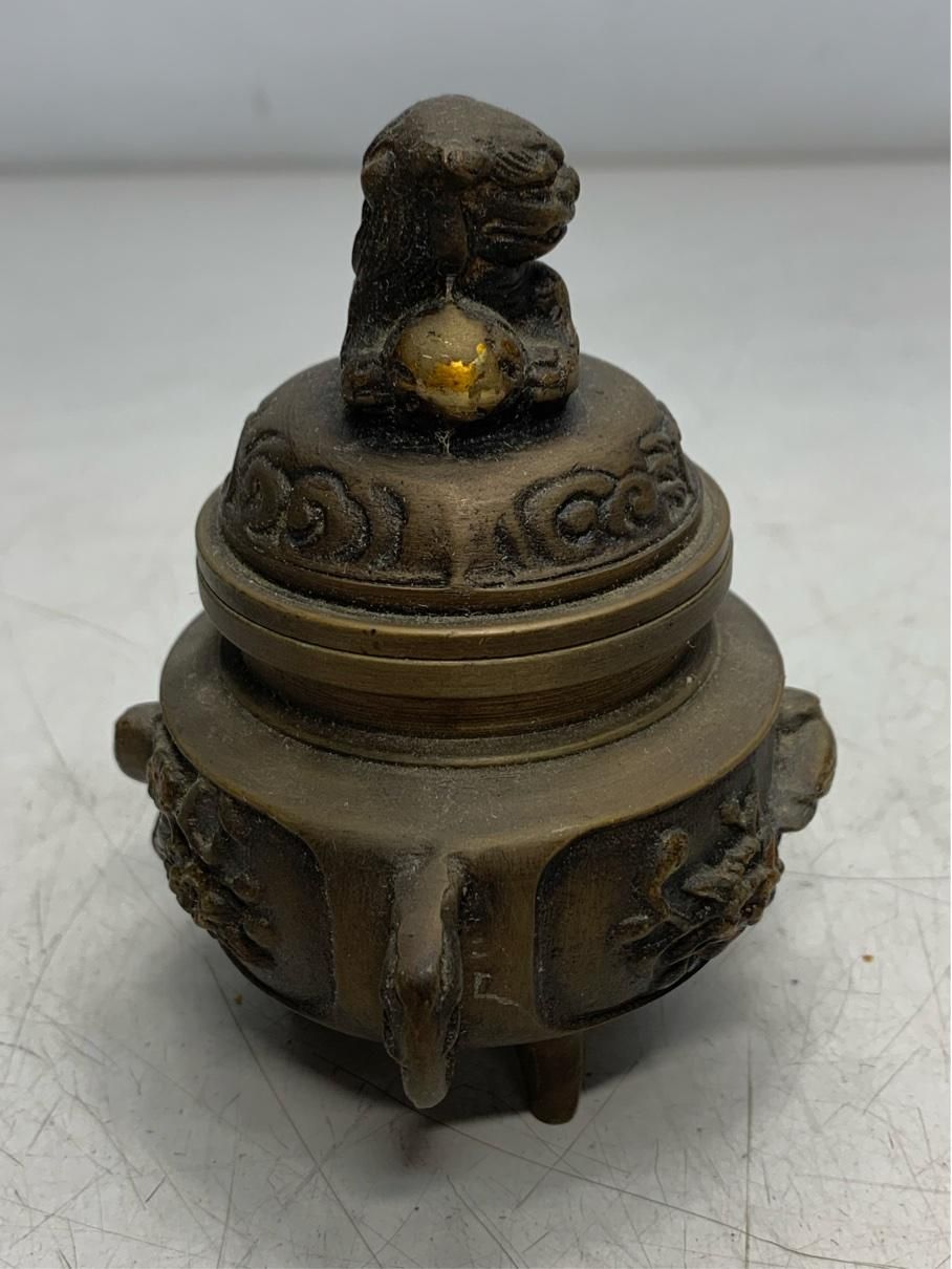 貴重 アンティーク香炉 獅子 真鍮 唐銅 茶道 ヴィンテージ レトロ 骨董