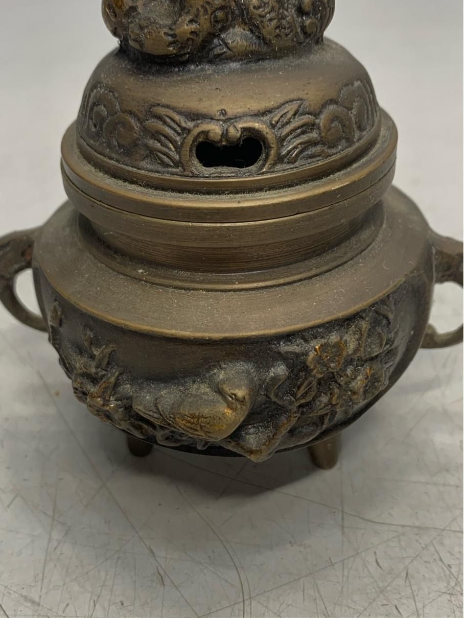 貴重 アンティーク香炉 獅子 真鍮 唐銅 茶道 ヴィンテージ レトロ 骨董