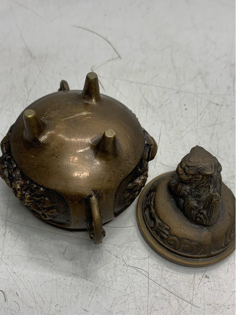 貴重 アンティーク香炉 獅子 真鍮 唐銅 茶道 ヴィンテージ レトロ 骨董