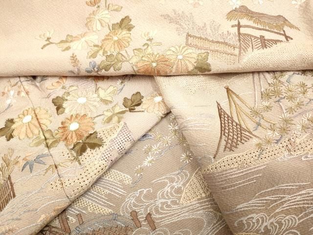 平和屋野田店□訪問着 総刺繍 スワトウ刺繍 大名行列 逸品 vf6777 スワトウ