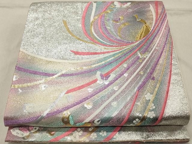 SO-406 袋帯 六通 正絹 銀箔 銀糸 金糸 孔雀 豪華 SO-406 袋帯 六通 正絹 銀箔 銀糸 金糸 孔雀 豪華 【公式通販】