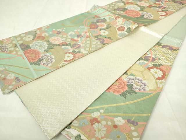 平和屋着物◎九百佐賀錦 六通柄袋帯 夢路 吉祥草花文 金銀糸 正絹 逸品