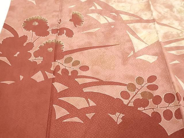 平和屋着物□訪問着 刺繍 草花文 シルエット 金彩 正絹 逸品