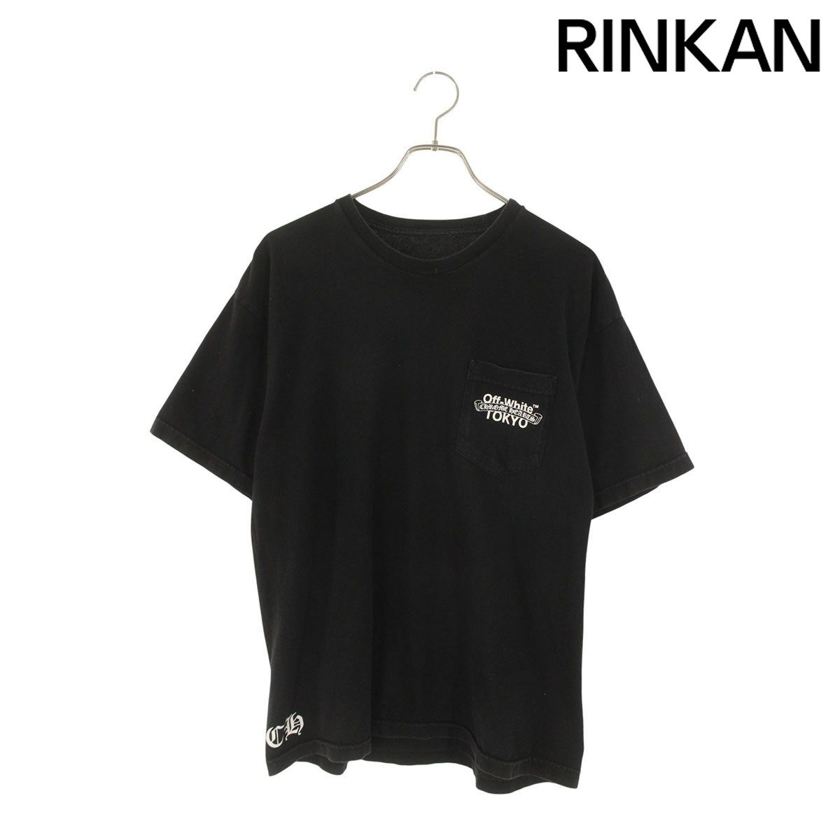 クロムハーツ  オフホワイト サイズ:L  TOKYO Limited Scroll Logo Tee 東京限定スクロールロゴTシャツ 中古 FK04 クロムハーツ ×オフホワイト OFF-WHITE TOKYO Limited Scroll Logo Tee