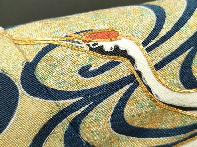 平和屋着物□豪華黒留袖 駒刺繍 立波飛鶴文 金彩 正絹 逸品 DABA3474qa