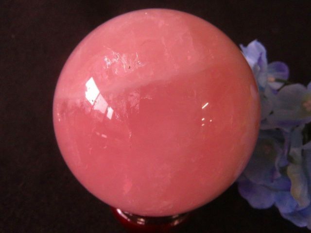 超濃い☆限定品☆天然石スターローズクォーツ丸玉台付き☆超巨大1.08