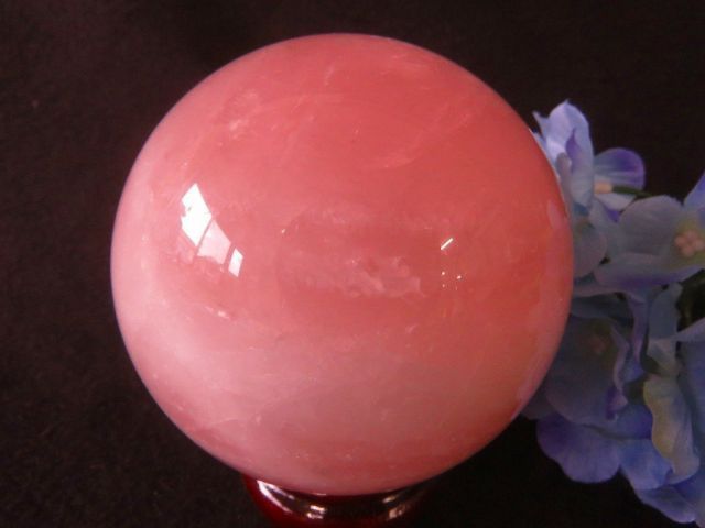 超濃い☆限定品☆天然石スターローズクォーツ丸玉台付き☆超巨大1.08