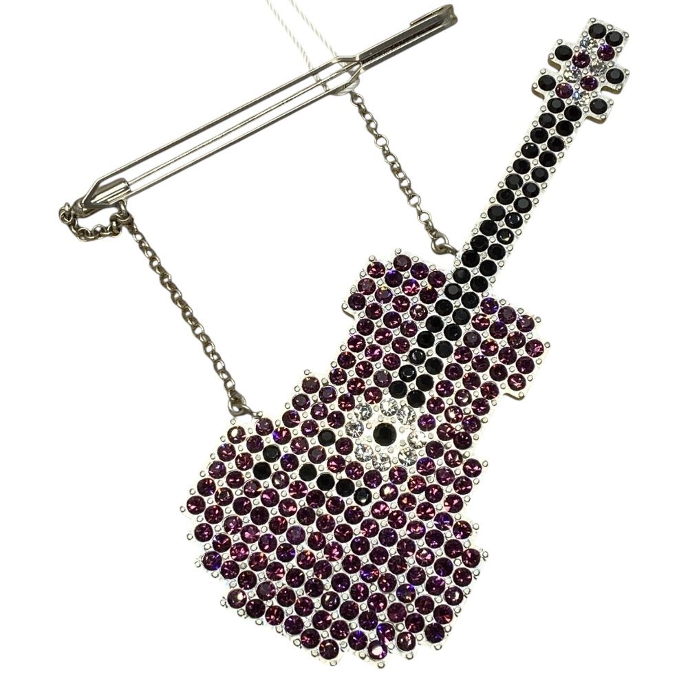 新品 メゾンマルジェラ クリスタル ギター ブローチ ピンブローチ ラインストーン シルバー ピンク ブラック SM2VK0009 Maison Margiela 正規品 安心品質 ブランド保証 個性派 洗練 トレンド感