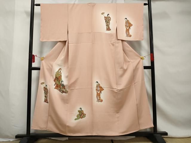 平和屋着物○楽心庵 訪問着 紬地 花織 横段文 正絹