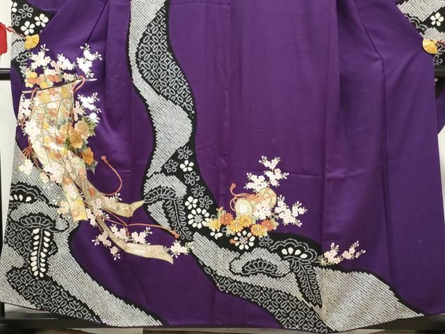 平和屋着物□豪華振袖 絞り 刺繍 流水几帳花鼓文 金銀糸 金彩 やまと誂