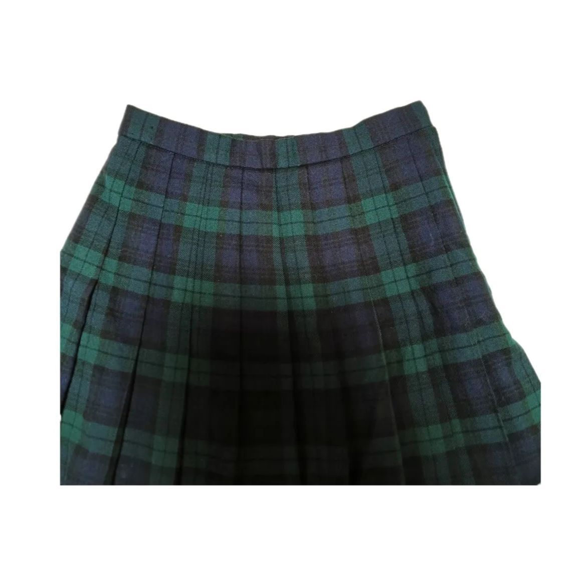 YORKLAND ヨークランド チェックプリーツスカート グリーン×ネイビー