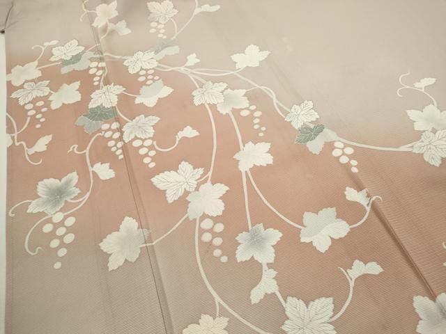 平和屋着物＊夏物 訪問着 絽 葡萄蔦の葉文 暈し染め 銀彩 正絹 逸品