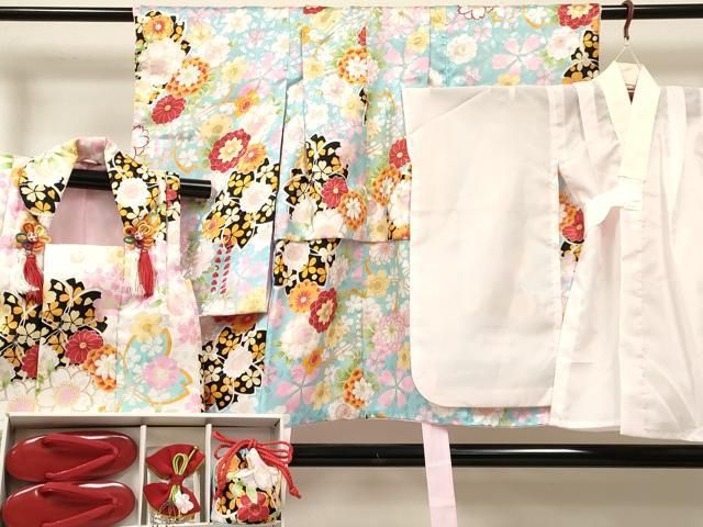 平和屋着物[]七五三 女の子 3歳 祝着 三つ身 長襦袢(単衣)・被布・