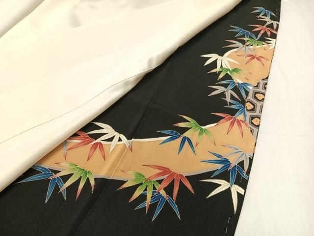 平和屋着物○本加賀友禅作家 稲荷茂雄 黒留袖 手描き 唐子遊び 金彩